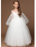 Ivory Fashion Tulle 3D Flowers Flower Girl Dress